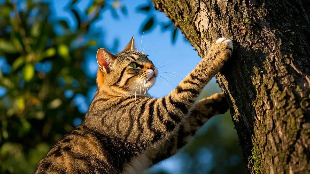 cat climbing post